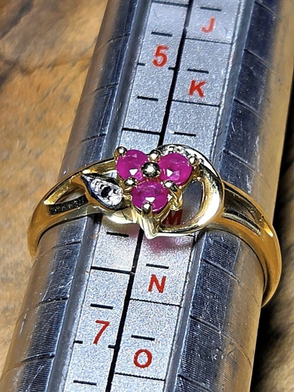 Burmma Ruby Cluster 10K Gold Ring